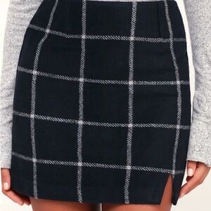Lulu's Navy Checkered Mini Skirt